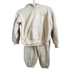 Comfrt Collection Pastel Edit Cream Fleece Hoodie Sweatpants Set Size Large